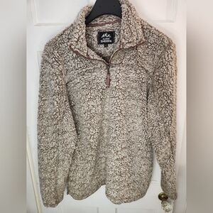 Alpine Sherpa quarter-zip pullover in a frosty-tipped brown and white color